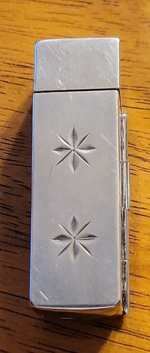 2 1/4" Sterling Silver Lipstick Holder Case & Mirror Star Design Very Clean - Picture 3 of 8