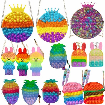 Push Bubble Toys Squishy Stress Reliever Toys Rainbow Fidget Toys Christmas Gift