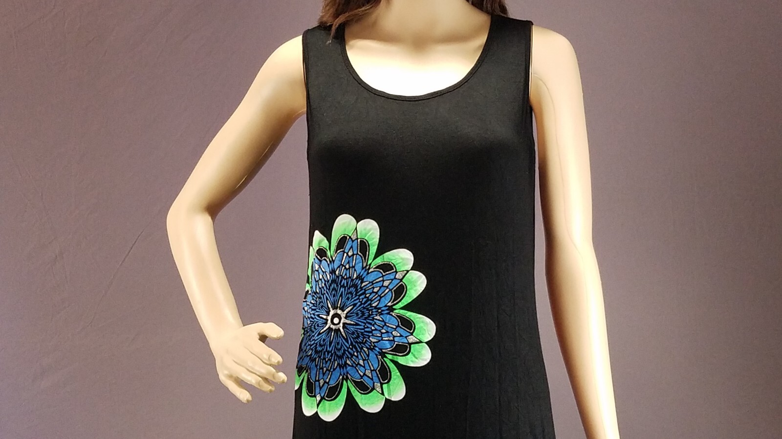 India Boutique Dress Sleeveless Shift Maxi Black Floral Accents One Size eBay