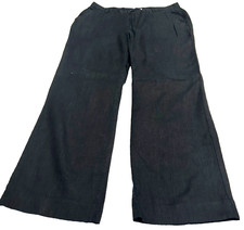 Garnet Hill Womens Dress Pants Size 6 Black Mid Rise Wide Leg Button Pockets