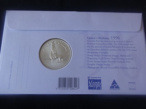 1996 AUSTRALIA 1oz 999 FINE SILVER $1 COIN COVER QUEEN 70th BIRTHDAY PNC - Picture 4 of 5
