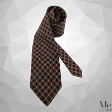 PAUL STUART Burgundy Green Geometric Silk Tie Made In USA W: 3.5" EX COND