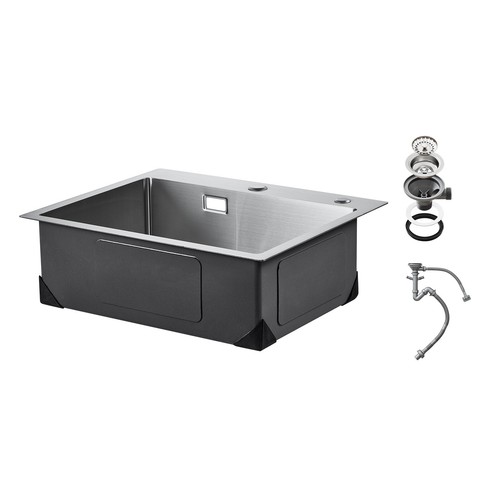 VEVOR 68cm Kitchen Sink Top Mount Single Bowl Drop-In Basin Stainless Steel Bar - Picture 9 of 12
