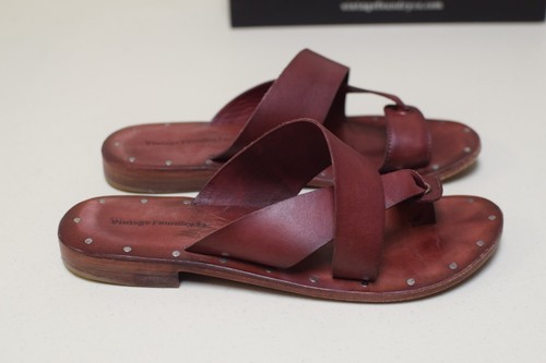 Vintage Foundry Co Womens Eleni Thong Sandal Red Leather Size 6 - Picture 3 of 6