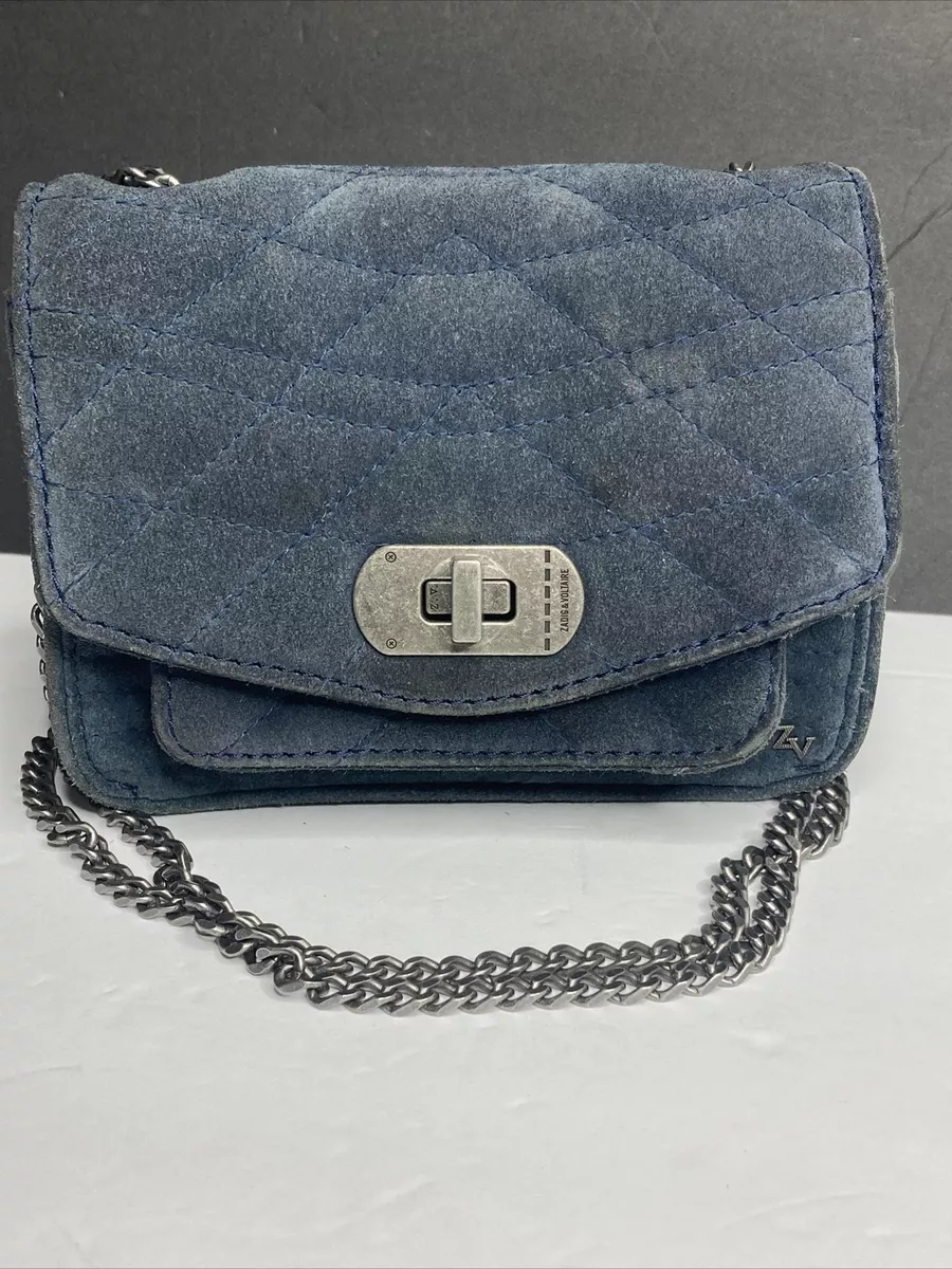 Authentic Zadig Voltaire skinny love matte suede marine color chain bag