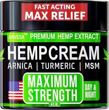 Hemp Cream Maximum Strength - Soothing Relief for Back, Neck, Feet  Nerves, Han
