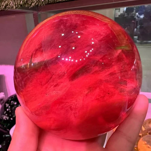 2LB Big Natural Red Smelting Quartz Crystal Sphere Healing Energy Ball W/ Stand - Foto 19 di 19
