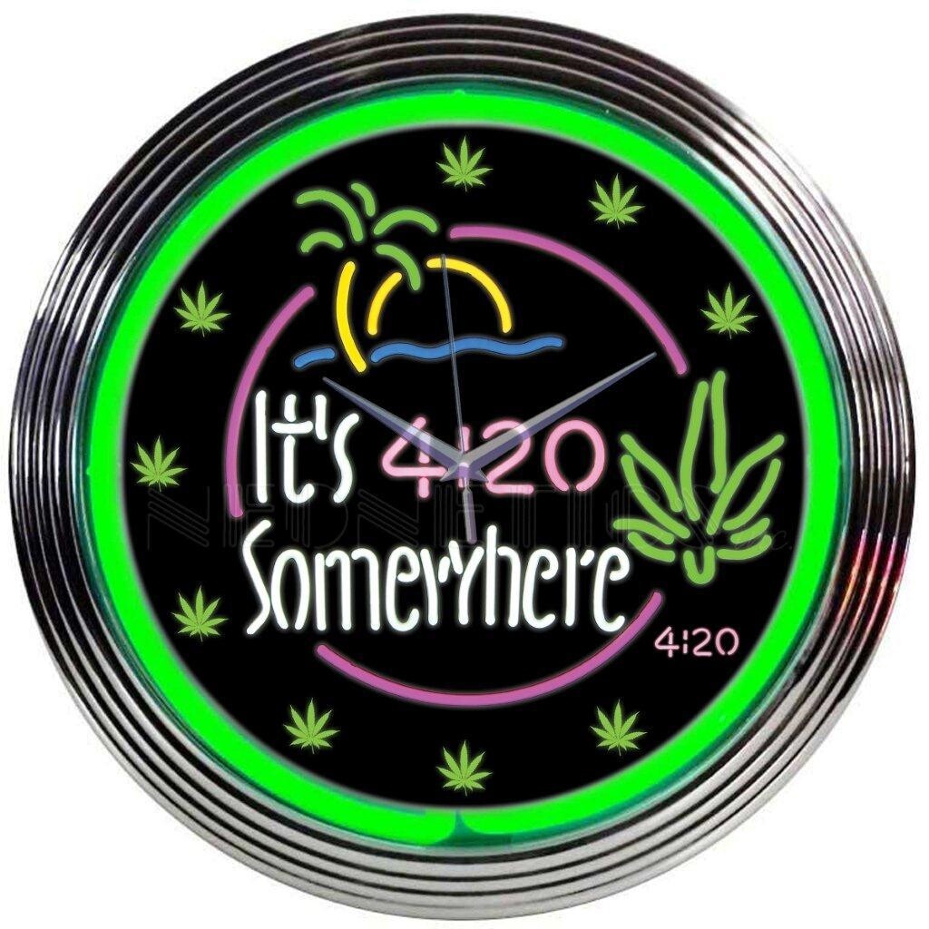 Neonetics 8IT420 It's 4:20 Somewhere High Life Neon Clock 15"x15"