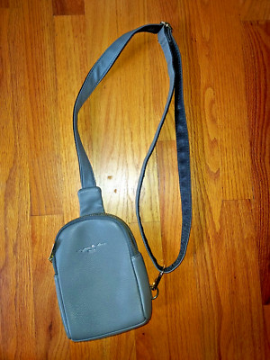 Inicat Un Jour De Chance Crossbody Sling Bag Purse Gray Vegan Leather Travel Bag