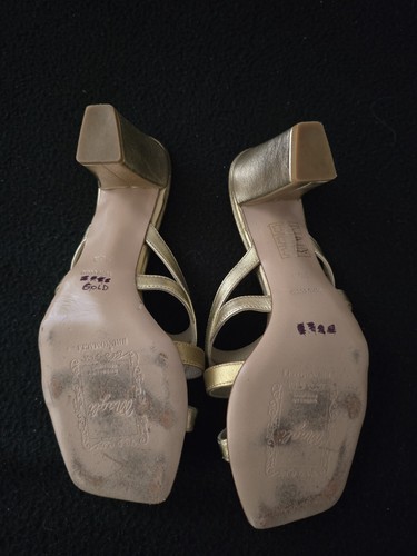 Bruno Magli Slingback Gold Metallic Open Toe & Heel 6.5 Soft Vintage LEATHER - Picture 6 of 11