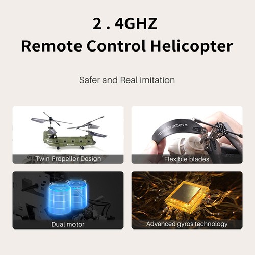 SYMA Remote Control Helicopter 2.4G 3CH Dual Propellers Military Transport V5U5 - Picture 6 of 11