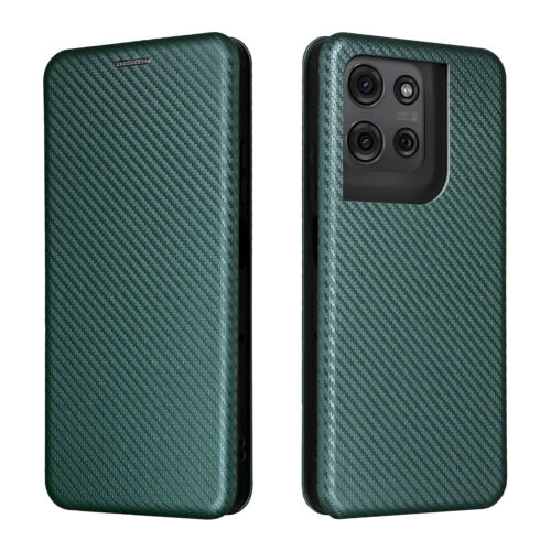 For Motorola Moto G75, Luxury Flip Carbon Fiber Wallet Card Case Full Cover - Picture 20 of 21