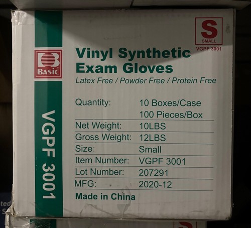 Basic Medical Clear Vinyl Exam Gloves Latex-Free Powder-Free VGPF-3001 QTY 1000 - Picture 7 of 9