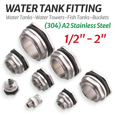 #ad Water Butt Connector Adapter Tank Fitting 1 2quot; 2quot; with Seals Drinking water AU $40.99