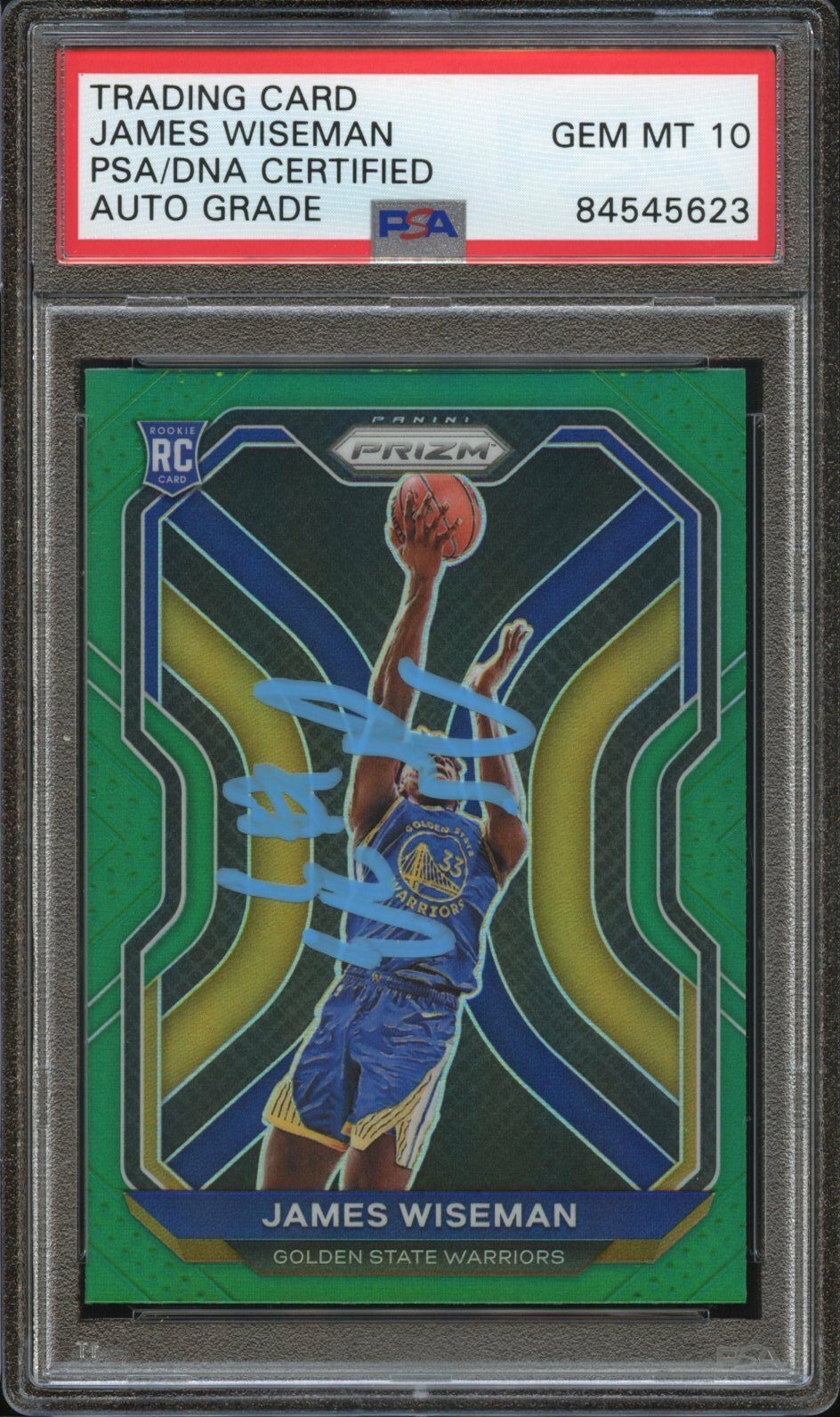 2020 Panini Prizm #268 James Wiseman Green Prizm Auto PSA/DNA 10 GEM MINT