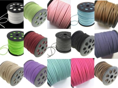 5m Velourband 3mm flach Wildlederband Imitat weich basteln DIY Lederband Imitat