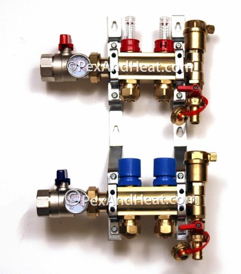 2 Branch Pex Radiant Floor Heating Brass Manifold Kit 1 2 Pex