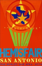 San Antonio Texas 1968 Hemisfair World's Fair Vintage Poster Print Texas Travel 
