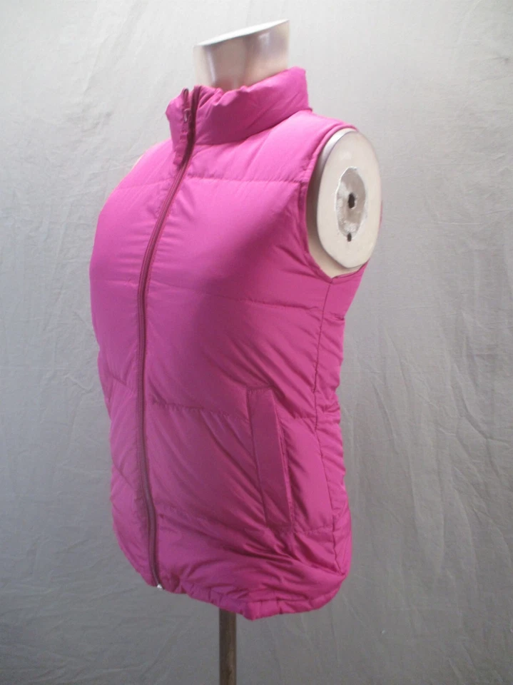Chaleco aislante LANDS' END talla M (10-12) para niñas rosa pluma cremallera completa 324 Foto 3 de 4