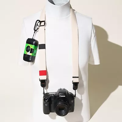OMNI CAMERA PRODUCTS Adjustable Camera Strap Off-White/Cream Heavy-Duty Cotton w/Peak Design Anchors