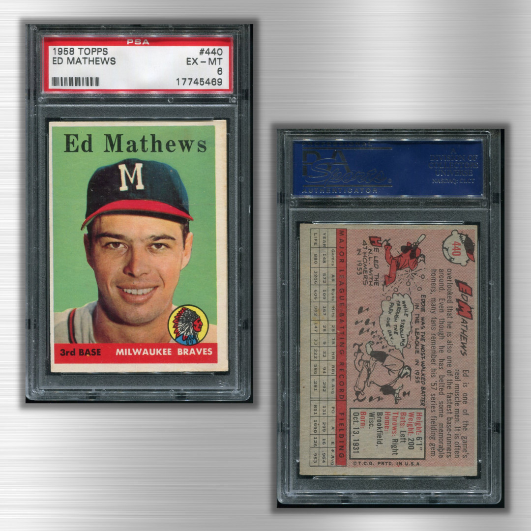 1958 Topps #440 Ed Mathews PSA 6 EX-MT Milwaukee Braves HOF 5469