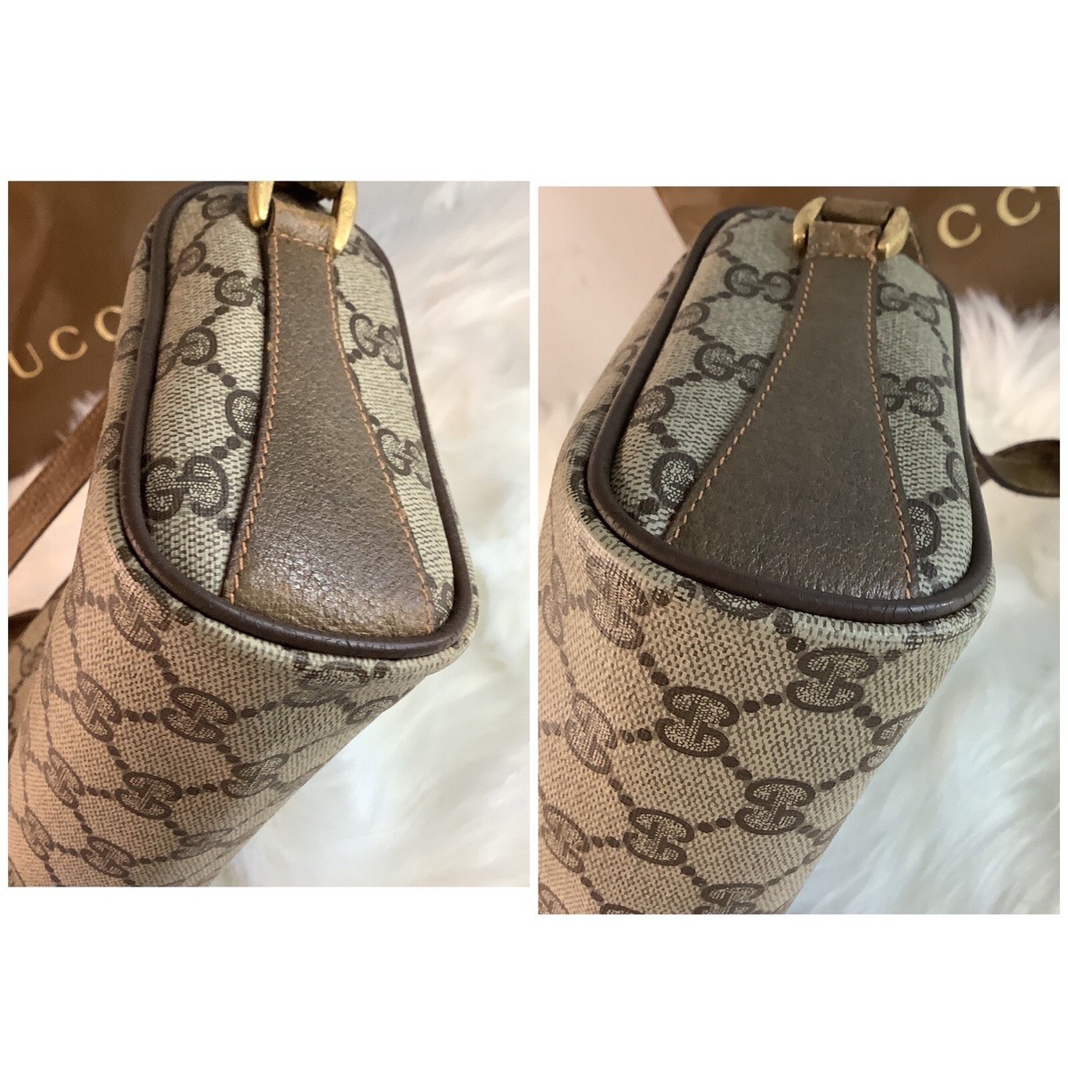 Gucci Vintage Brown Monogram Barrel Shoulder Bag | eBay