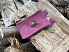 Sleek Long Square Suede Pouch in Purple for use in LARP, Cosplay, Ren