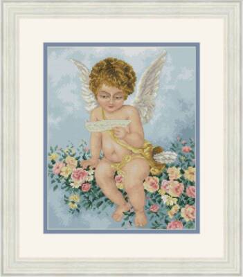 Cross stitch kit Cupid with a letter 22x27cm Aida 16c embroidery needlepoint kit