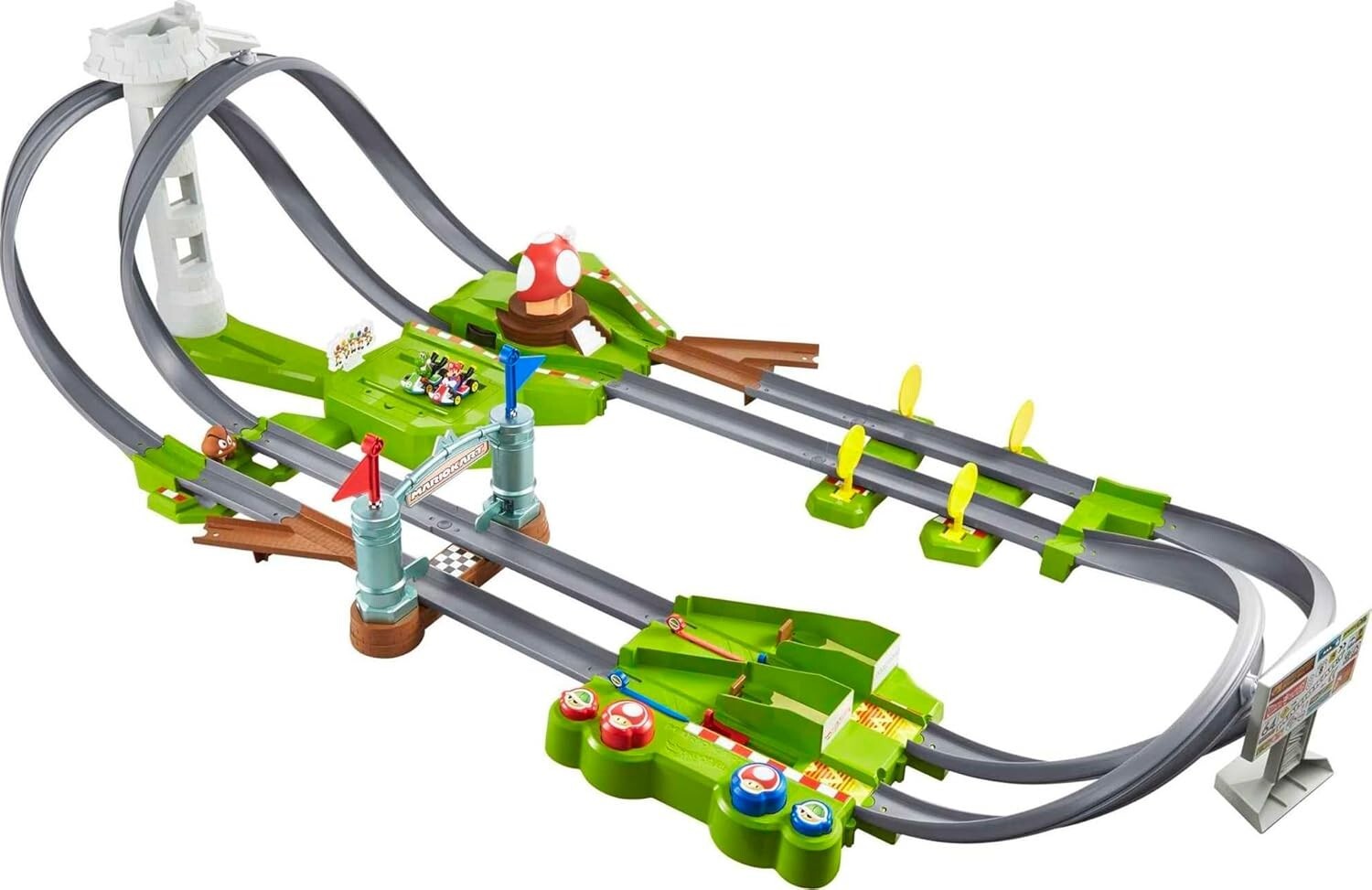 Reconfigurable Mario Kart Circuit Track Set with Inverted Loop & 2 Toy Vehicles