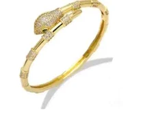 Women Snake Bangle Bracelet 4Ct Round Lab Created Diamond 14K Yellow Gold Plated
