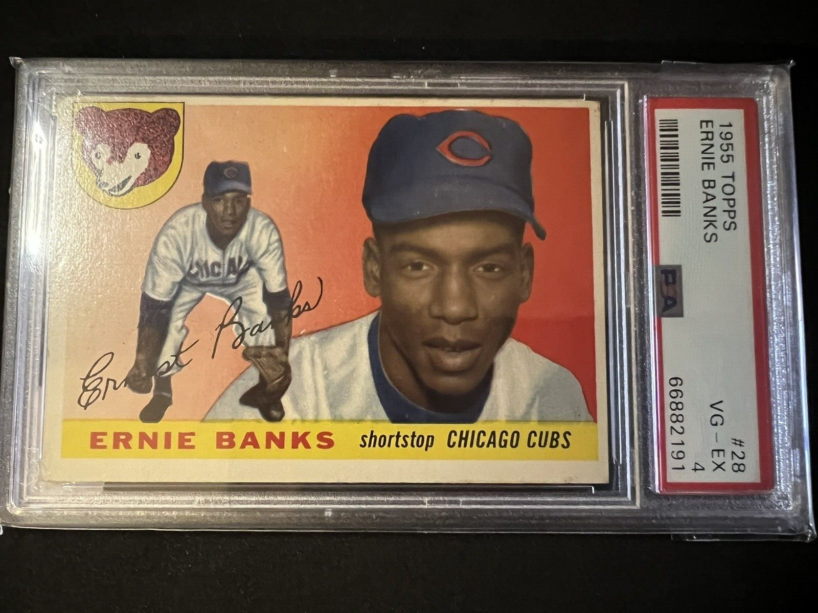 1955 Topps #28 Ernie Banks Chicago Cubs PSA 4 VG - EX Great color!