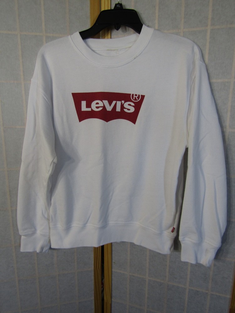 Levi's White with Red Logo Soft Poly/Cotton Women's Fleece Sweatshirt Size M