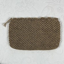 Straw Clutch Purse Handbag Woven Rattan Scallop Edge Beach Summer Bags Zipper
