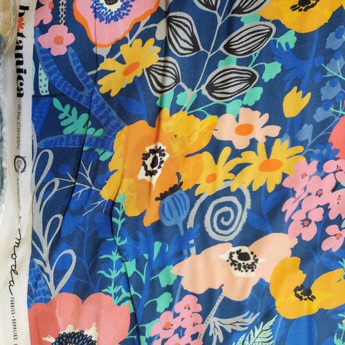 Botanica Floral on Blue Crystal Manning RAYON BT yard 54 inch wide Moda - Picture 3 of 3