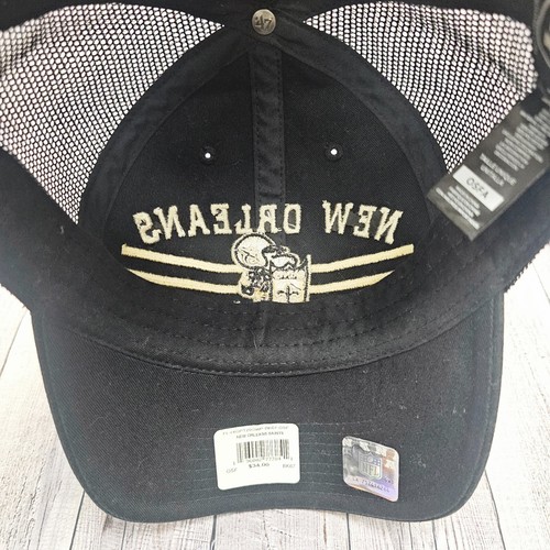 New Orleans Saints Cap Hat 47 Clean Up Brand Size Black One Size Stretch Back - Picture 5 of 7