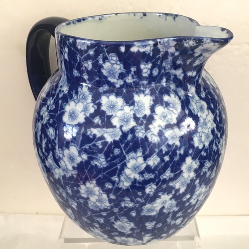 Ironstone China Pitcher Flow Blue White Chintz Floral Marked 8 in T #5 - Imagen 6 de 12