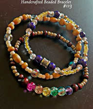 Handmade Multicolor Glass & Wood Beaded Stret...