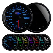 95mm 3 3/4" GlowShift Tinted 7 Color LED In Dash Speedometer Gauge