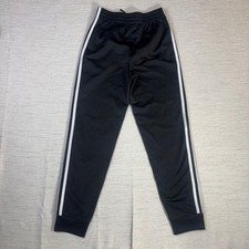 Adidas Boys Track Pants Black White Stripes Joggers Size M 10/12 Activewear