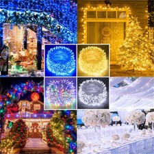 Mains Plun in Fairy String Lights 10-50M LED Christmas Party Garden Outdoor UK
