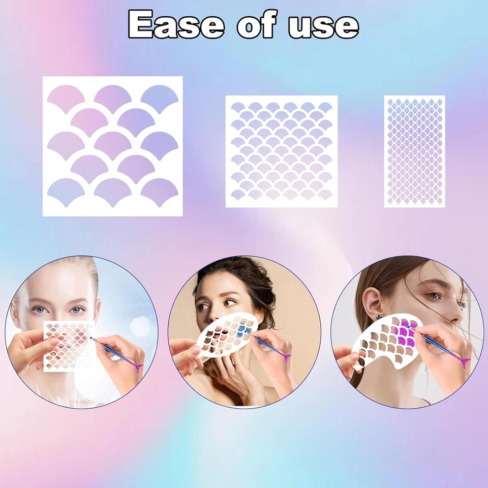 Meerjungfrau-Mustervorlage Make-up-Pinsel Glitzer Zubehör Frauen Bühne - Bild 3 von 4