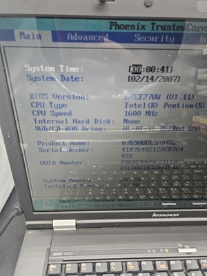Lenovo 3000 N200 Model 0769 Notebook Computer NO OPERATING SYSTEM