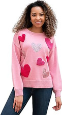 Blizzard Bay Women s Valentine s Day Sweater Size L Crew Neck Long Sleeve Hearts