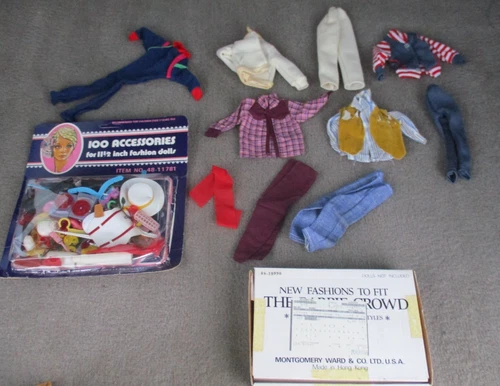 Vintage 1970s 80s Montgomery Ward Barbie Ken Crowd Clone Clothing Accessory  LOT