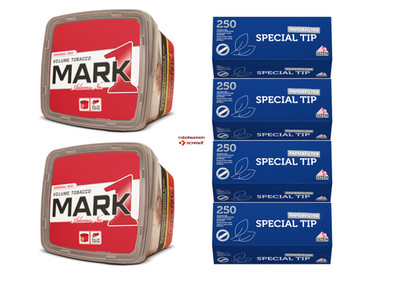 2x Mark Adams No.1 Red Volumentabak 400g mit 1000 Special-Tip KingSize-Hülsen