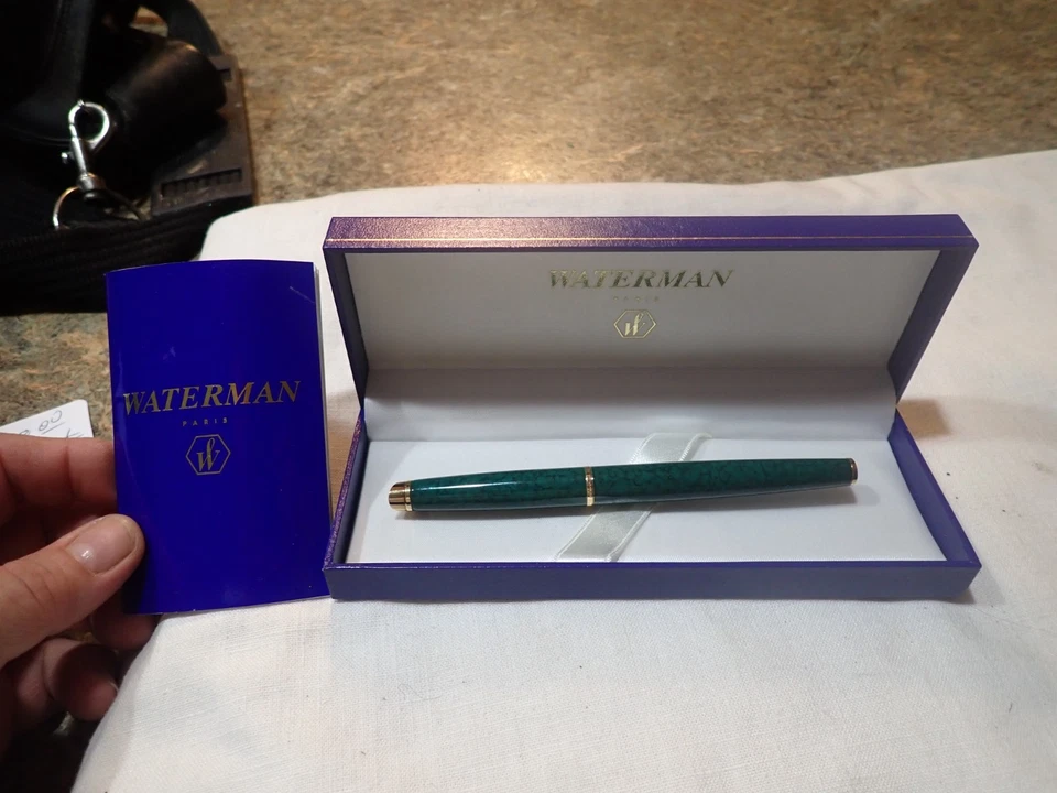 Pluma Estilográfica Waterman Gentleman Vintage Laca Verde Plumín Dorado París Francia Foto 3 de 4