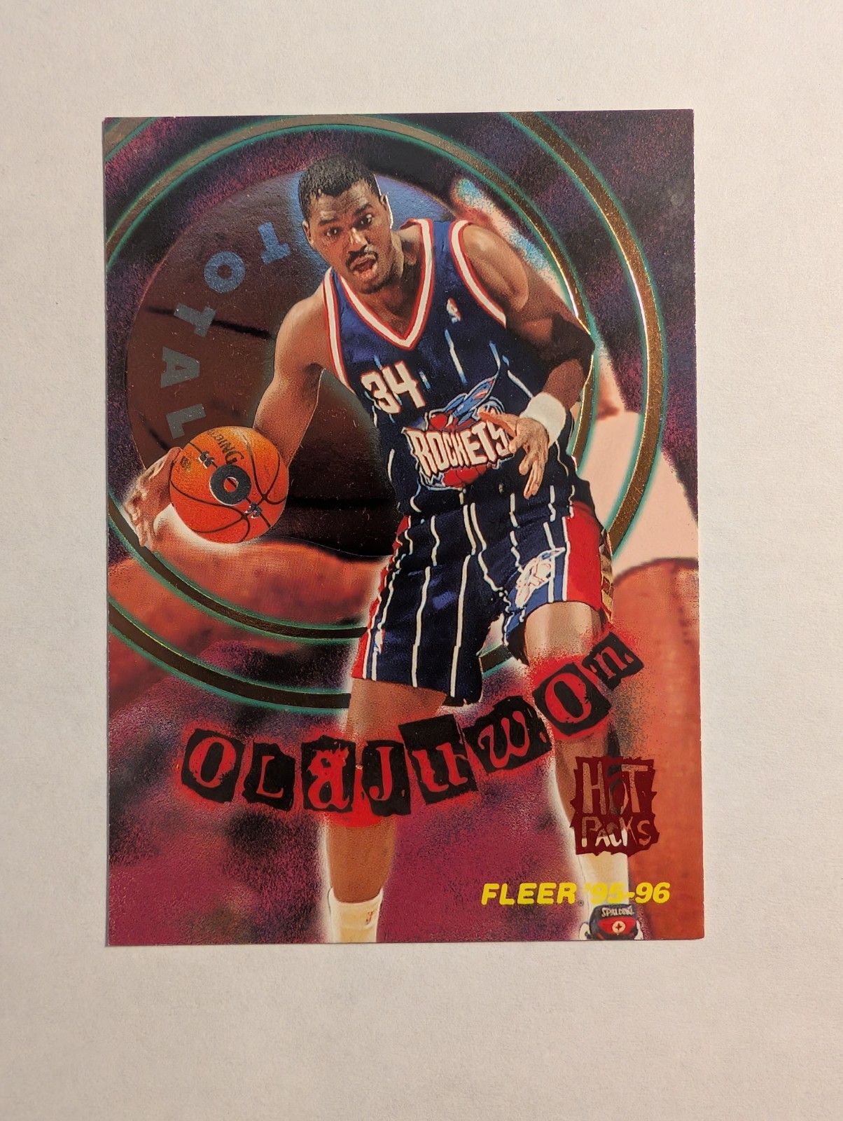 1995-96 Fleer Hot Packs Total O Insert #5 Hakeem Olajuwon HOF Houston Rockets