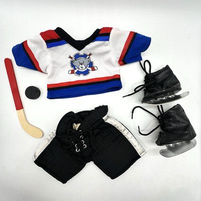 Build A Bear Hockey Uniform Jersey Pants Stick Puck Teddy Ice Skates Clothes Set