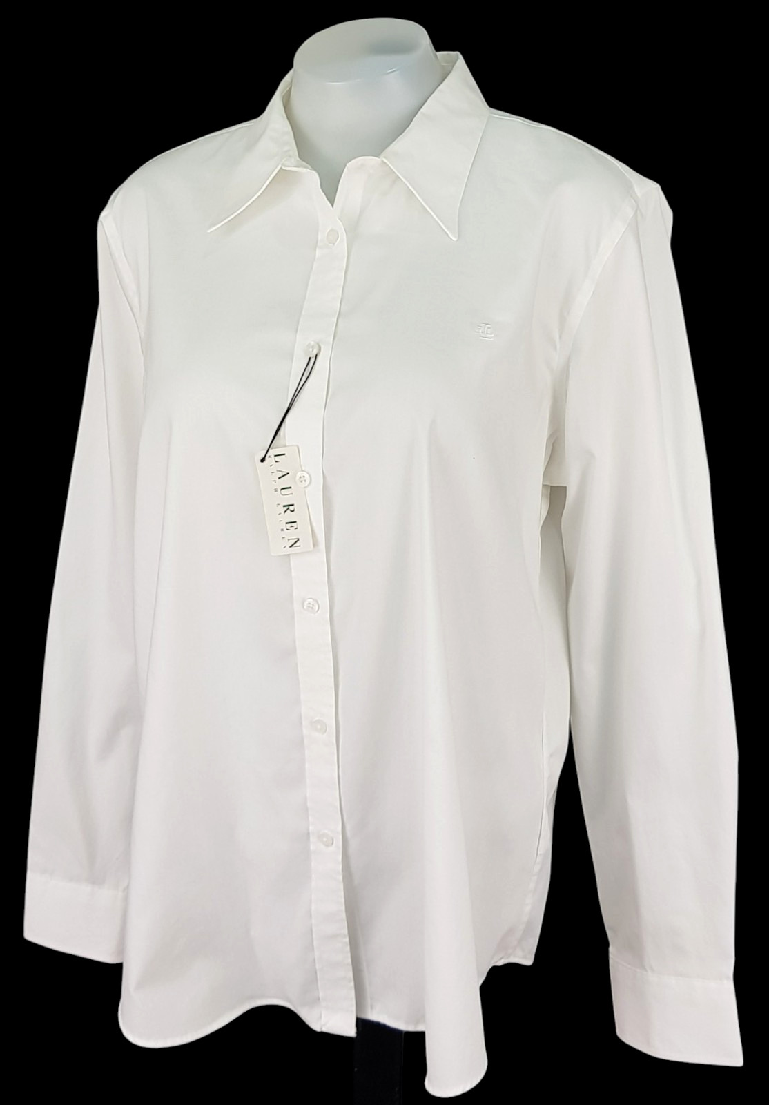 LAUREN RALPH LAUREN Womans Off White L/S SHIRT Monogram Logo Non-Iron - XL -£109 thumbnail 8