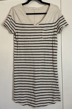 GAP Stripped T-Shirt Dress V Neck Cotton Blend Soft Comfortable Size Small